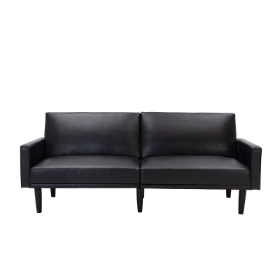 Faux Leather Futon Sofa With Arms Black - Room Essentials™ 3 Faux Leather Futon Sofa With Arms Black - Room Essentials™ - Image 3
