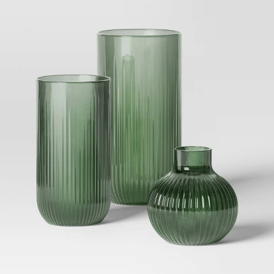 3pc Vase Set Ribbed Glass - Room Essentials™ 5 3pc Vase Set Ribbed Glass - Room Essentials™ - Image 5
