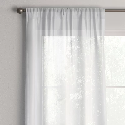 1pc Sheer Crinkle Window Curtain Panel White - Room Essentials™ 3 1pc Sheer Crinkle Window Curtain Panel White - Room Essentials™ - Image 3