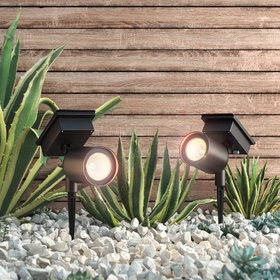 Short Solar LED Outdoor Spot Light Matte Black - Room Essentials™ 1 Short Solar LED Outdoor Spot Light Matte Black - Room Essentials™