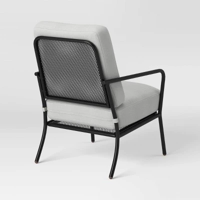 2pc Metal Mesh Outdoor Patio Chairs With Double Cushions, Club Chairs Black - Room Essentials™ 4 2pc Metal Mesh Outdoor Patio Chairs With Double Cushions, Club Chairs Black - Room Essentials™ - Image 4