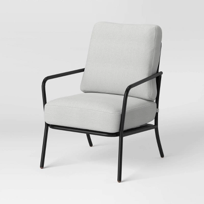 2pc Metal Mesh Outdoor Patio Chairs With Double Cushions, Club Chairs Black - Room Essentials™ 2 2pc Metal Mesh Outdoor Patio Chairs With Double Cushions, Club Chairs Black - Room Essentials™ - Image 2