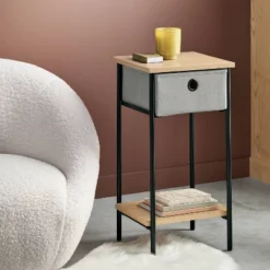 Fabric Bin Dorm Side Table Black Frame - Room Essentials™