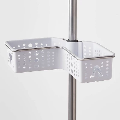 Steel Corner L Shaped Tension Pole Caddy Chrome - Room Essentials™ 2 Steel Corner L Shaped Tension Pole Caddy Chrome - Room Essentials™ - Image 2