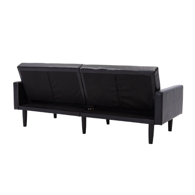 Faux Leather Futon Sofa With Arms Black - Room Essentials™ 6 Faux Leather Futon Sofa With Arms Black - Room Essentials™ - Image 6